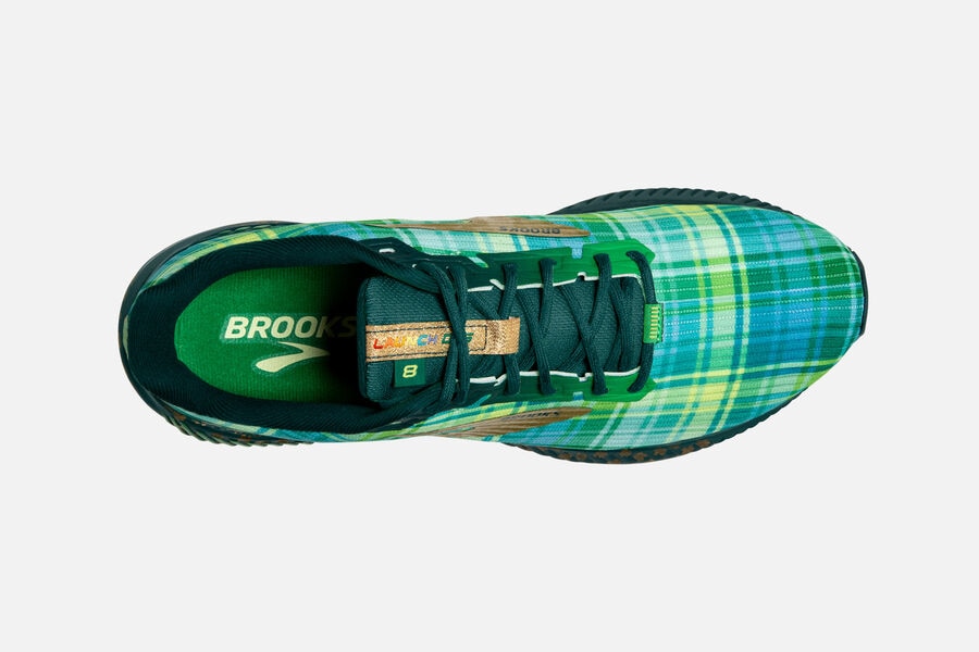 Brooks Launch GTS 8 Road Running Shoes Mens Green/Gold 596724-ZQP